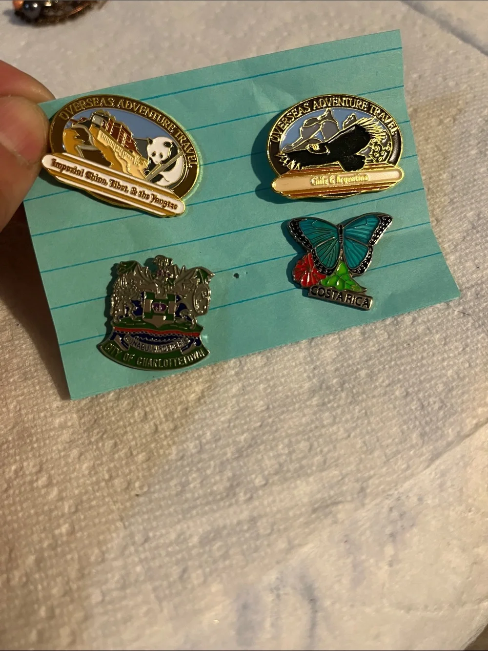 Costa Rica Butterfly Enamel Pin - Teal & Red Kids Accessory